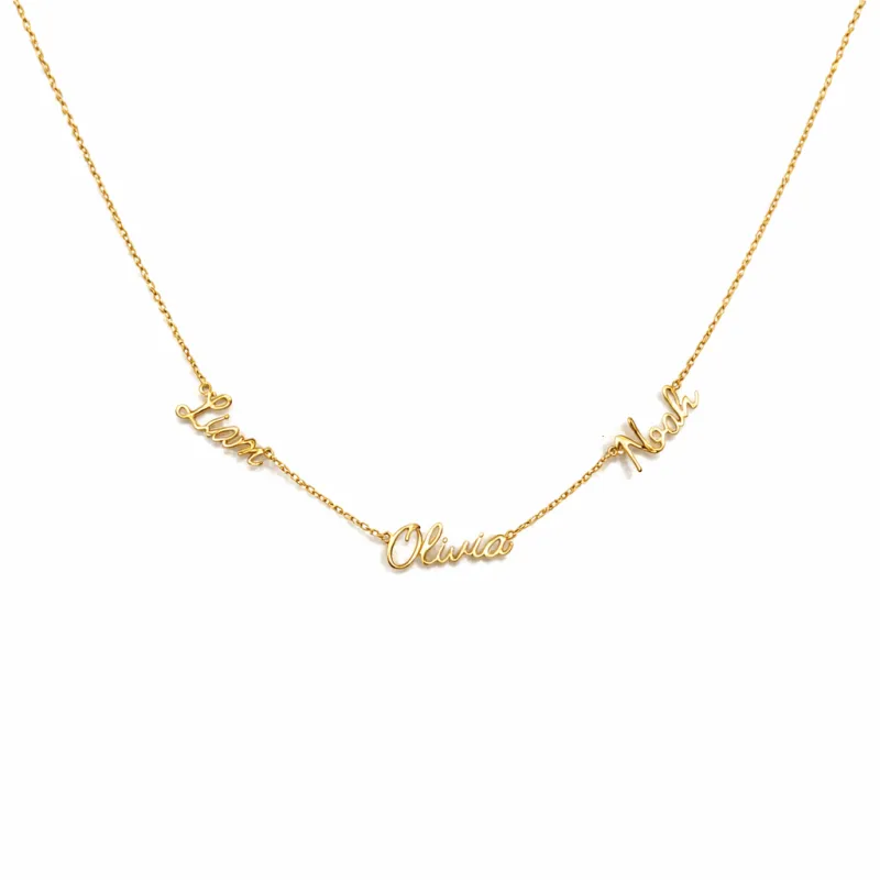 Gold Personalised Multi Name Necklace made by Luxe Emporium