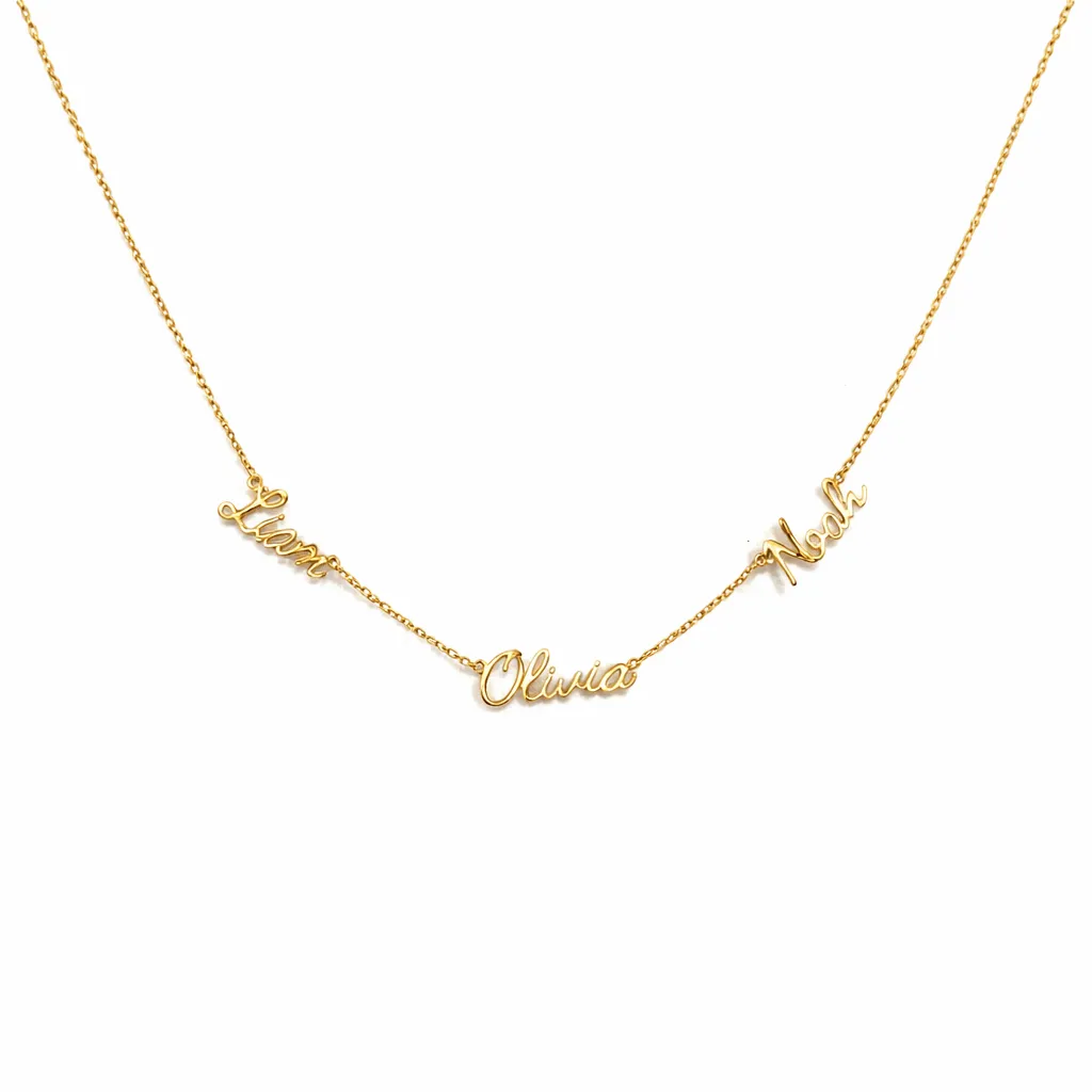 Gold Personalised Multi Name Necklace sold by Luxe Emporium