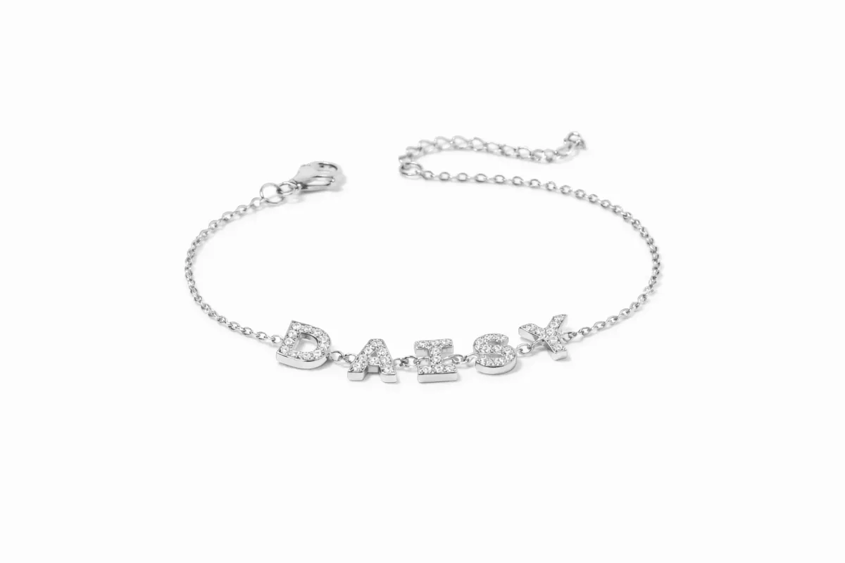 Sterling Silver Personalised Iced Name Bracelet made by Luxe Emporium