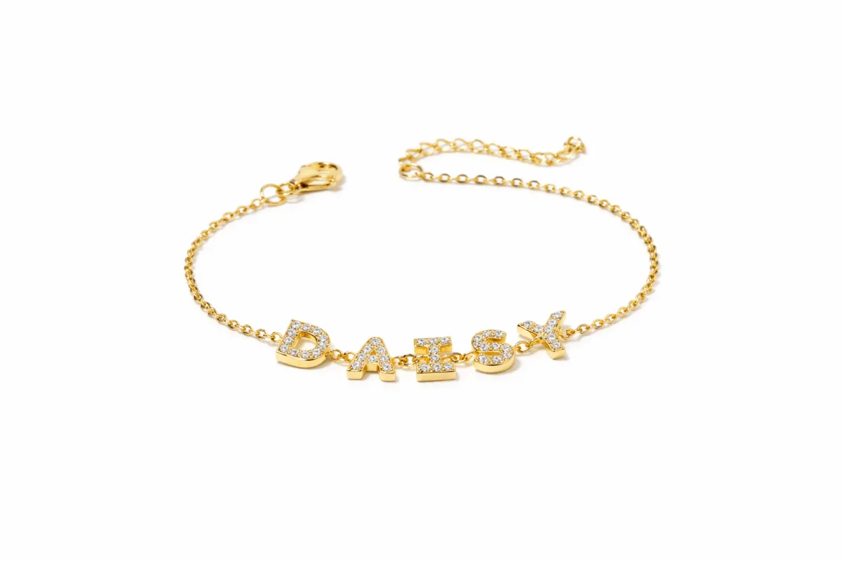 Gold Personalised Iced Name Bracelet made by Luxe Emporium