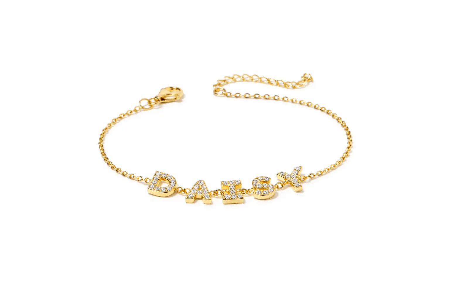 Gold Personalised Iced Name Bracelet sold by Luxe Emporium