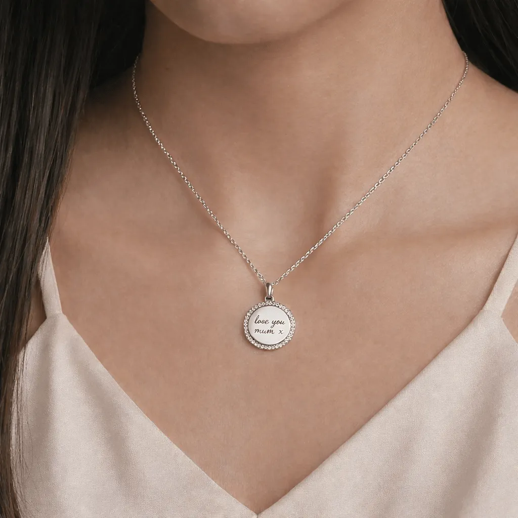 Sterling Silver Handwriting Halo Necklace sold by Luxe Emporium product image thumbnail 2