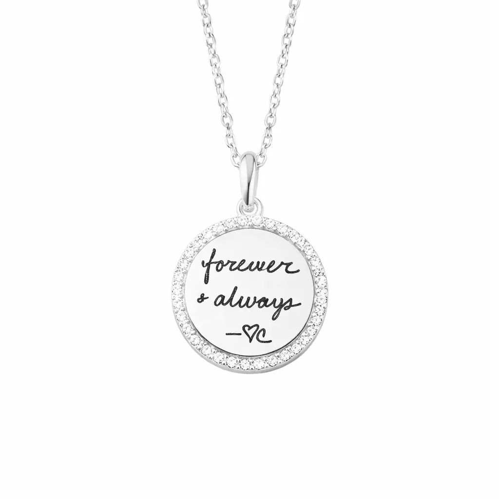 Sterling Silver Handwriting Halo Necklace sold by Luxe Emporium