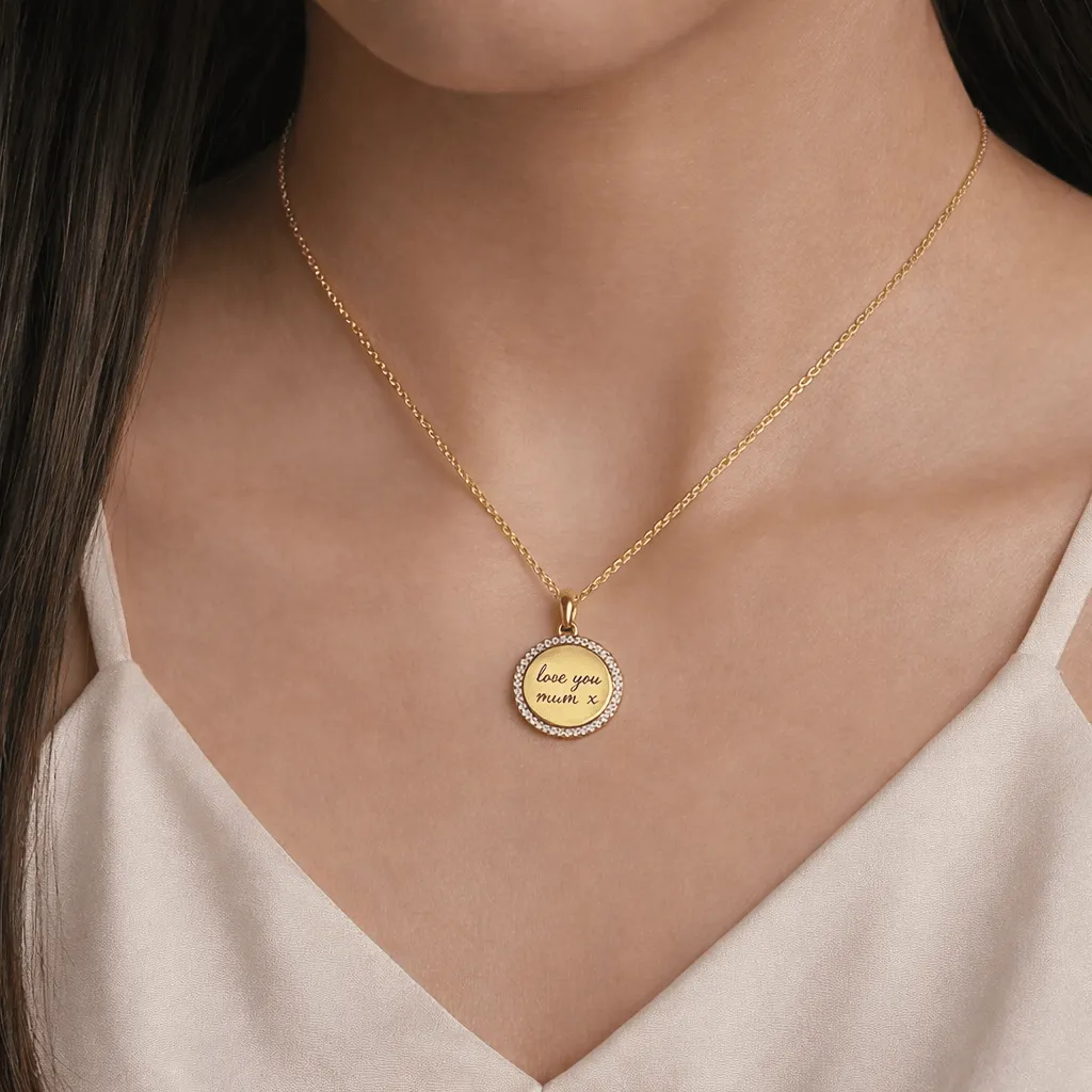 Gold Handwriting Halo Necklace sold by Luxe Emporium product image thumbnail 2