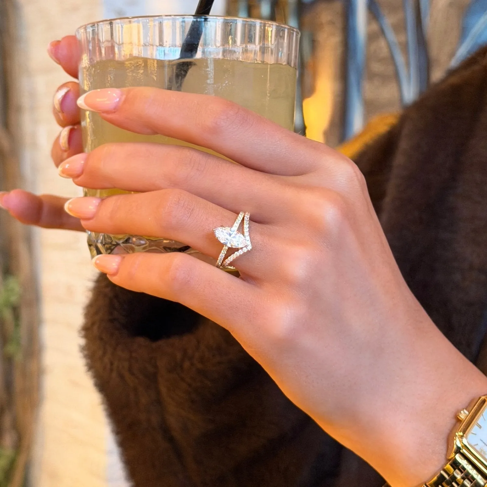 Gold Marquise Ring sold by Luxe Emporium product image thumbnail 3