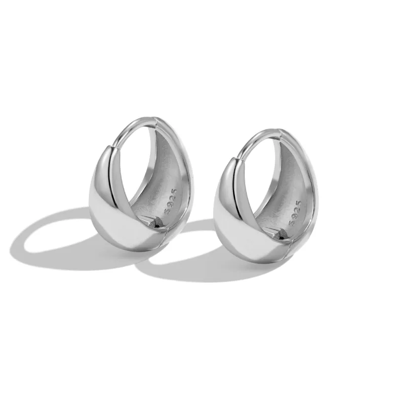 Sterling Silver Mini Chunky Huggie Hoop Earrings sold by Luxe Emporium