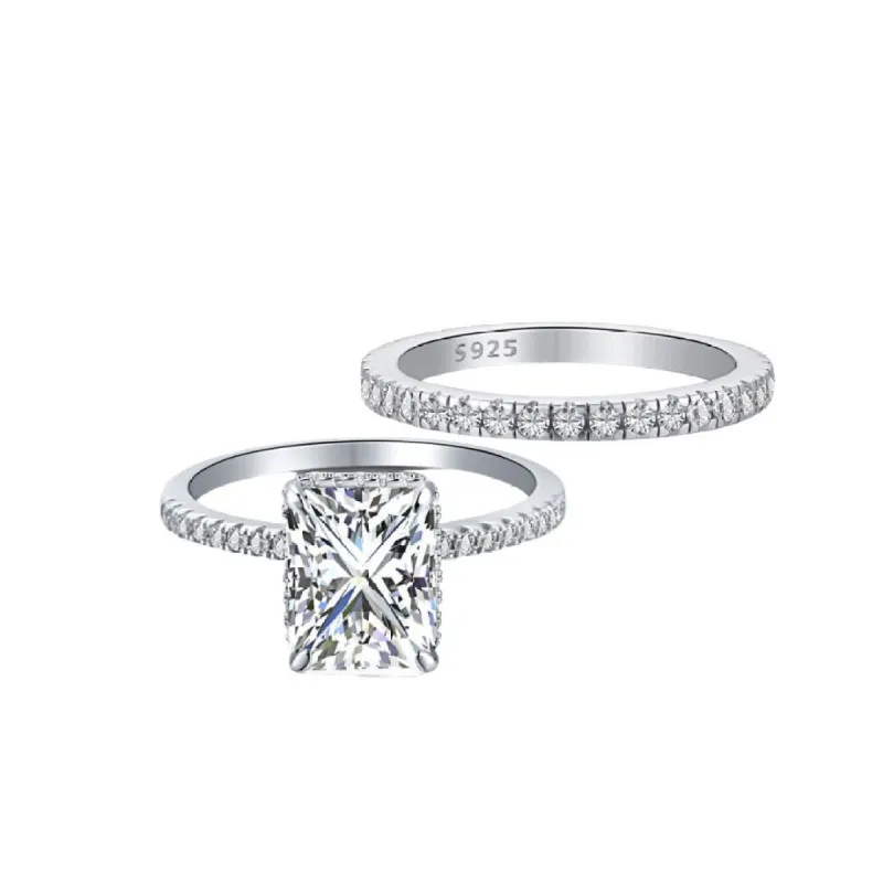 Sterling Silver Jasmine Wedding Ring Set sold by Luxe Emporium
