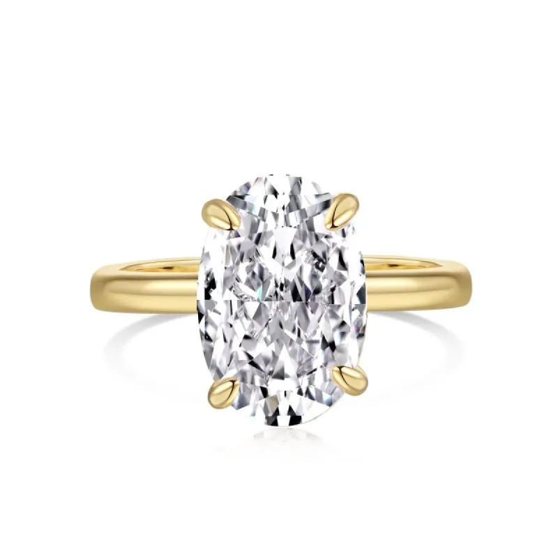 Gold Plain Band Solitaire Ring sold by Luxe Emporium