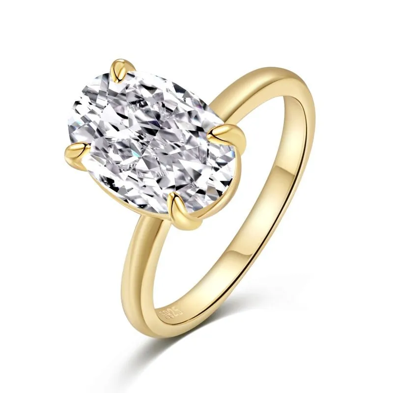 Gold Plain Band Solitaire Ring sold by Luxe Emporium product image thumbnail 3