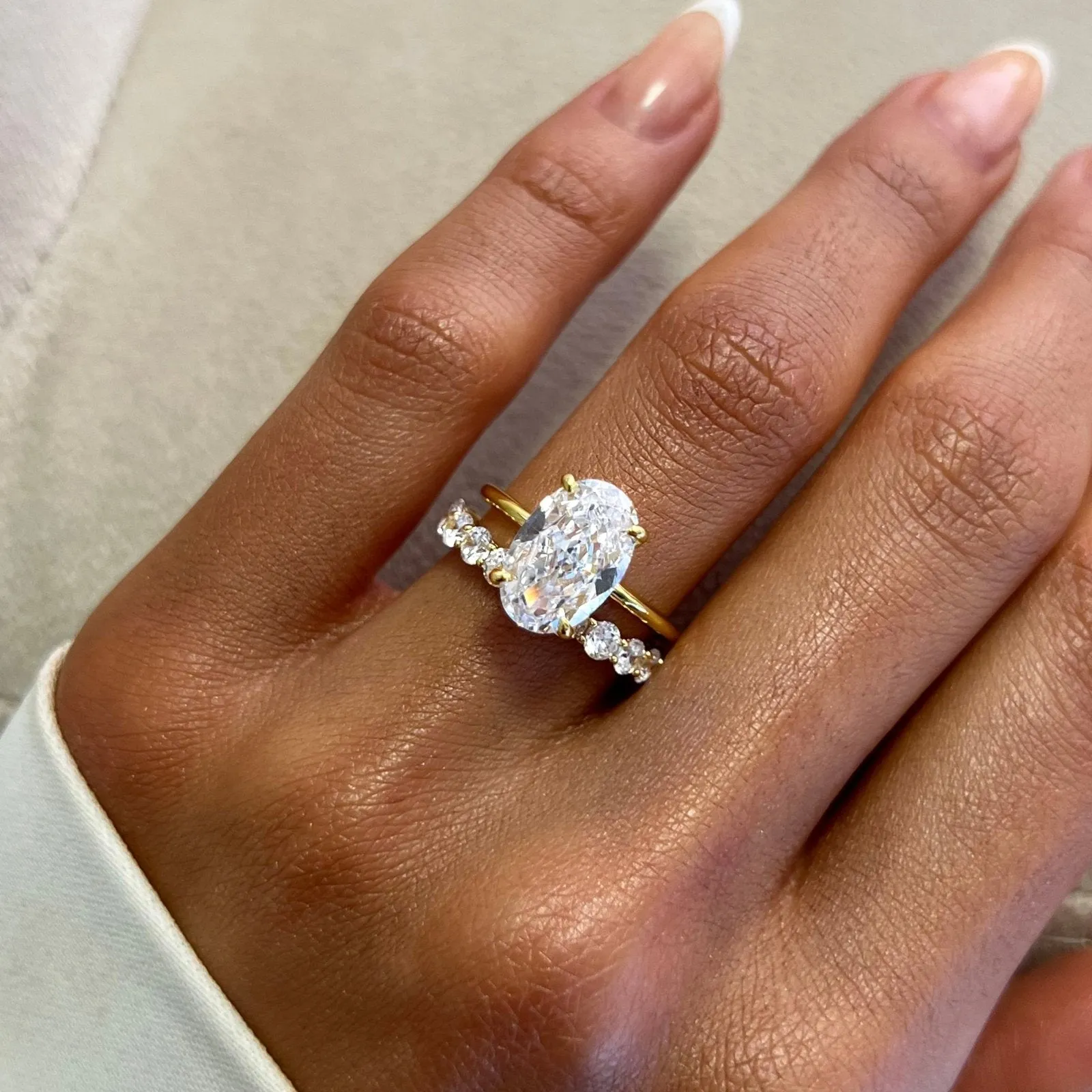 Gold Plain Band Solitaire Ring sold by Luxe Emporium product image thumbnail 2