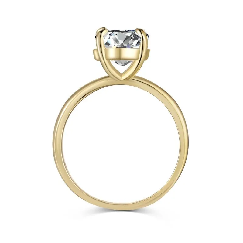 Gold Plain Band Solitaire Ring sold by Luxe Emporium product image thumbnail 5