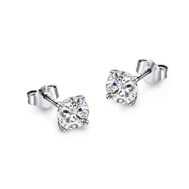 Sterling Silver Round Stud Earrings sold by Luxe Emporium