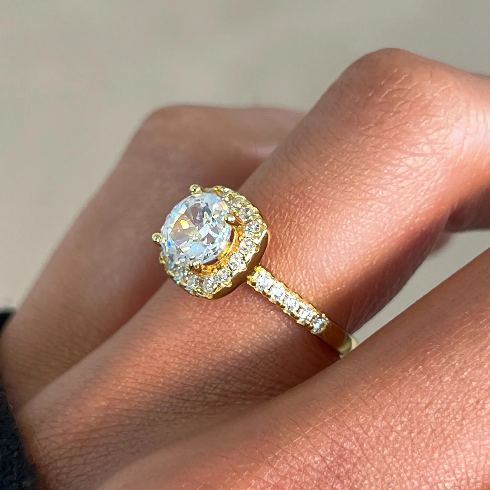 Gold Iced Square Halo Ring sold by Luxe Emporium product image thumbnail 2