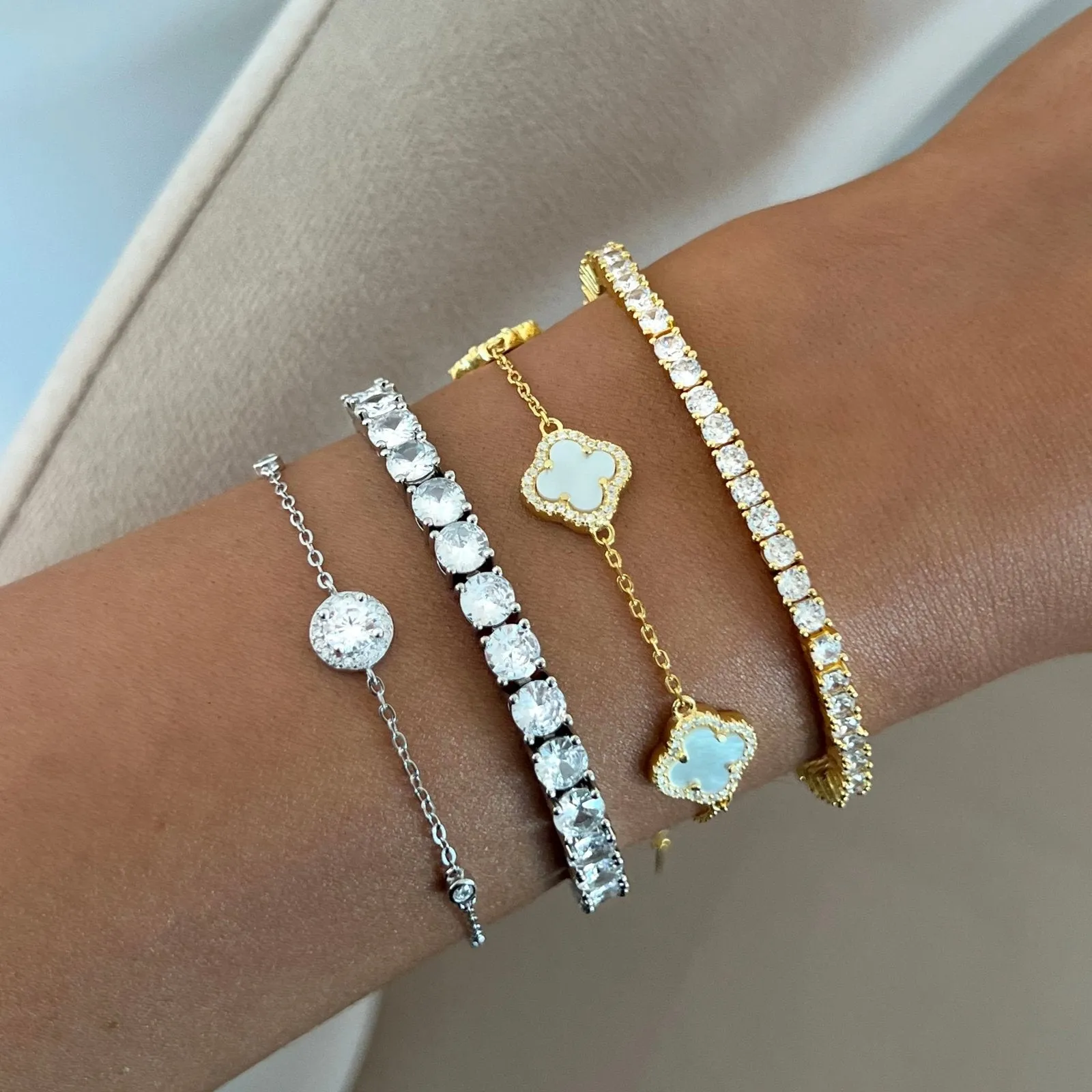 Sterling Silver Fine Halo Bracelet sold by Luxe Emporium product image thumbnail 4