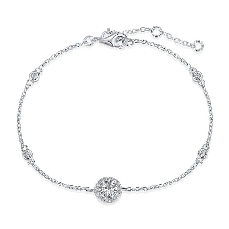 Sterling Silver Fine Halo Bracelet sold by Luxe Emporium