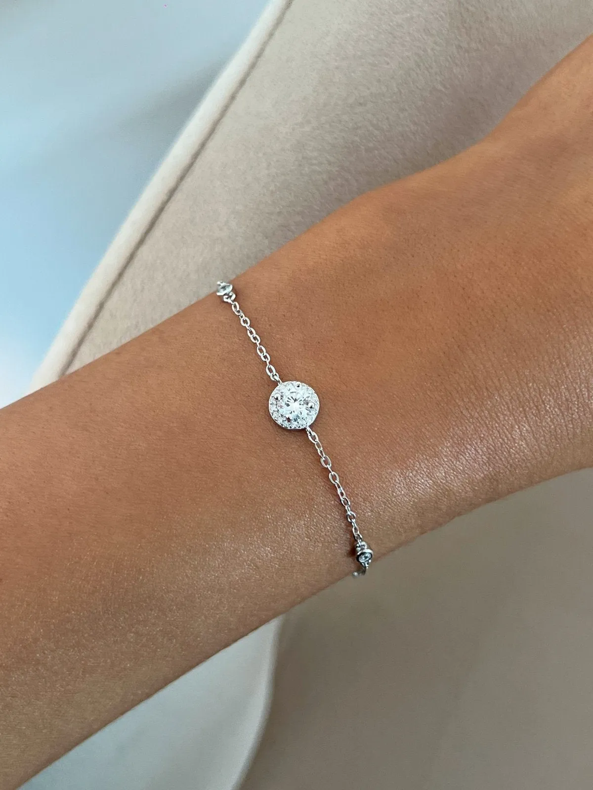 Sterling Silver Fine Halo Bracelet sold by Luxe Emporium product image thumbnail 3