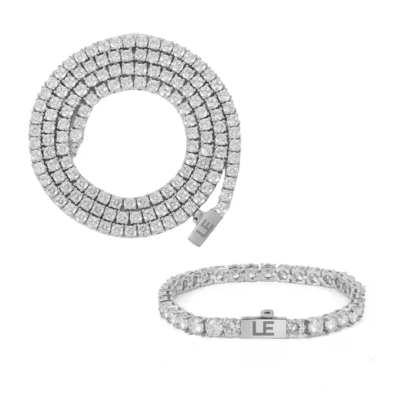5MM Tennis Chain Necklace and Bracelet Set sold by Luxe Emporium