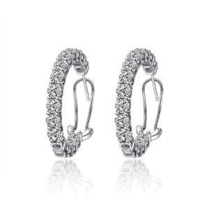 Sterling Silver Solitare Hoop Earrings sold by Luxe Emporium