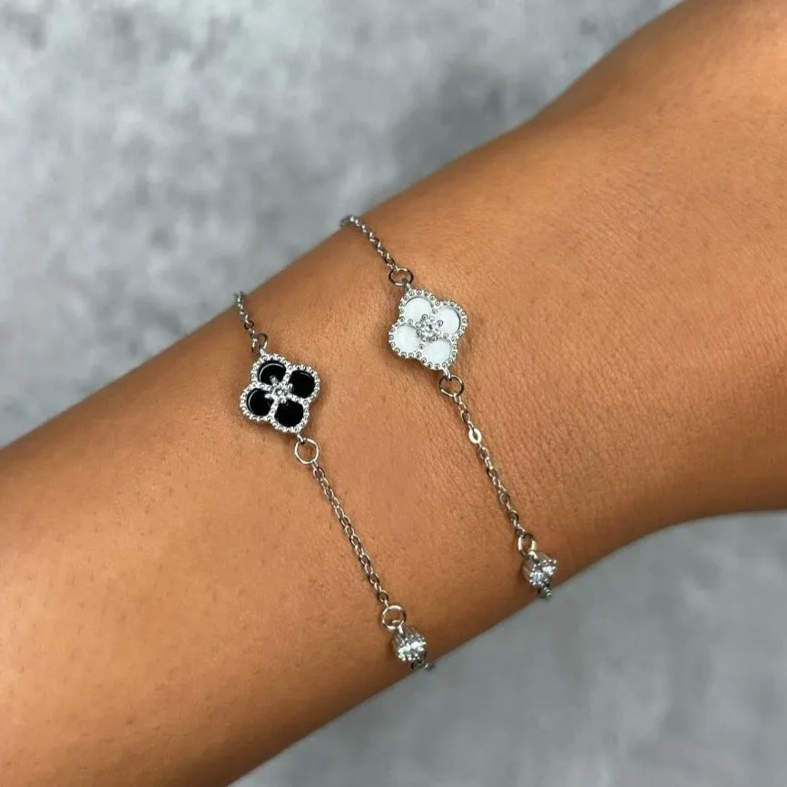 Sterling Silver White Clover Bracelet sold by Luxe Emporium product image thumbnail 3