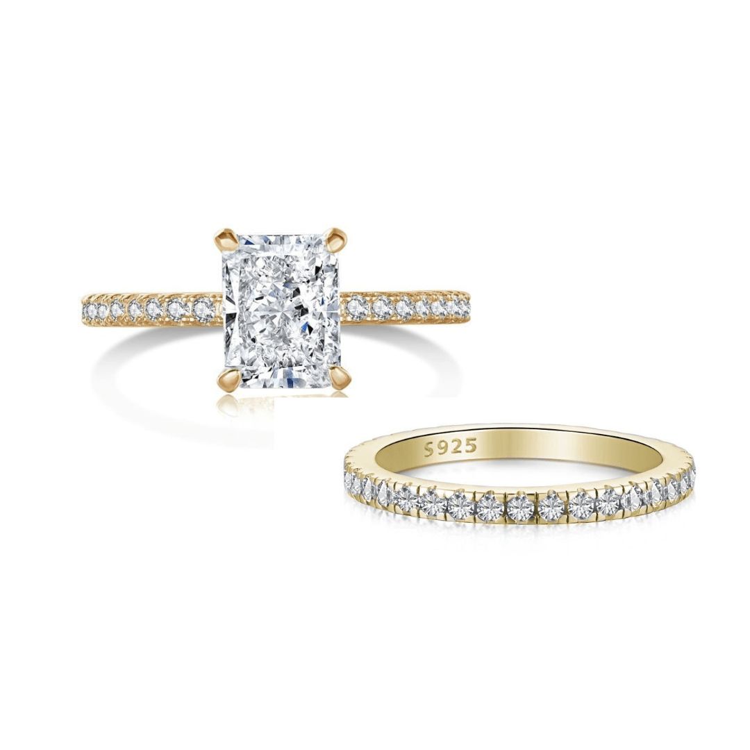 Gold Mini Jasmine Ring Wedding Set sold by Luxe Emporium