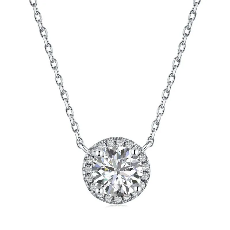 Sterling Silver Halo Necklace sold by Luxe Emporium