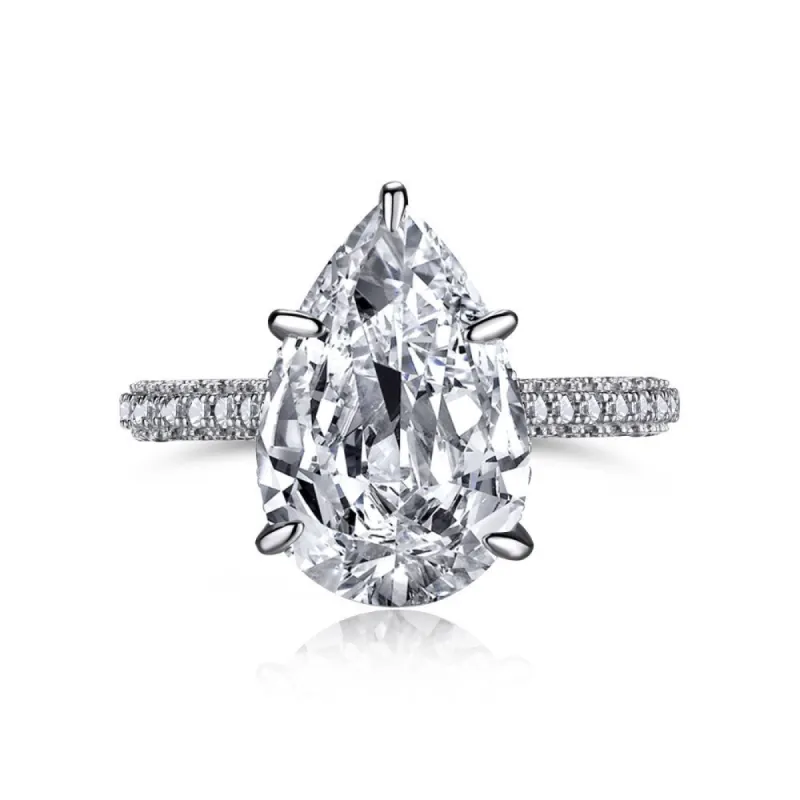 Sterling Silver Crushed Ice Pear Ring sold by Luxe Emporium