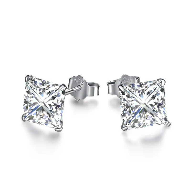 Sterling Silver Square Stud Earrings sold by Luxe Emporium