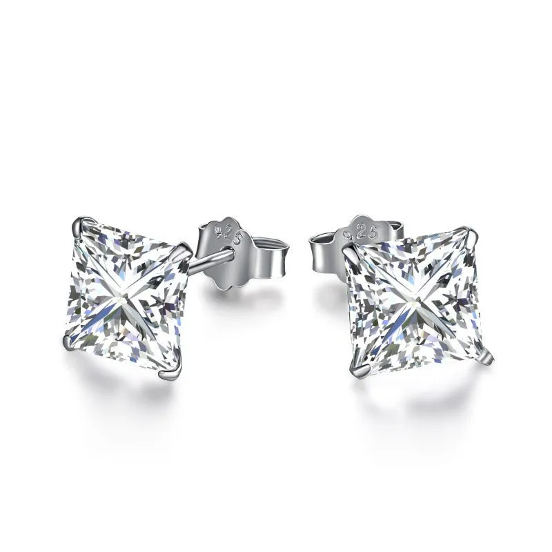 Sterling Silver Square Stud Earrings sold by Luxe Emporium