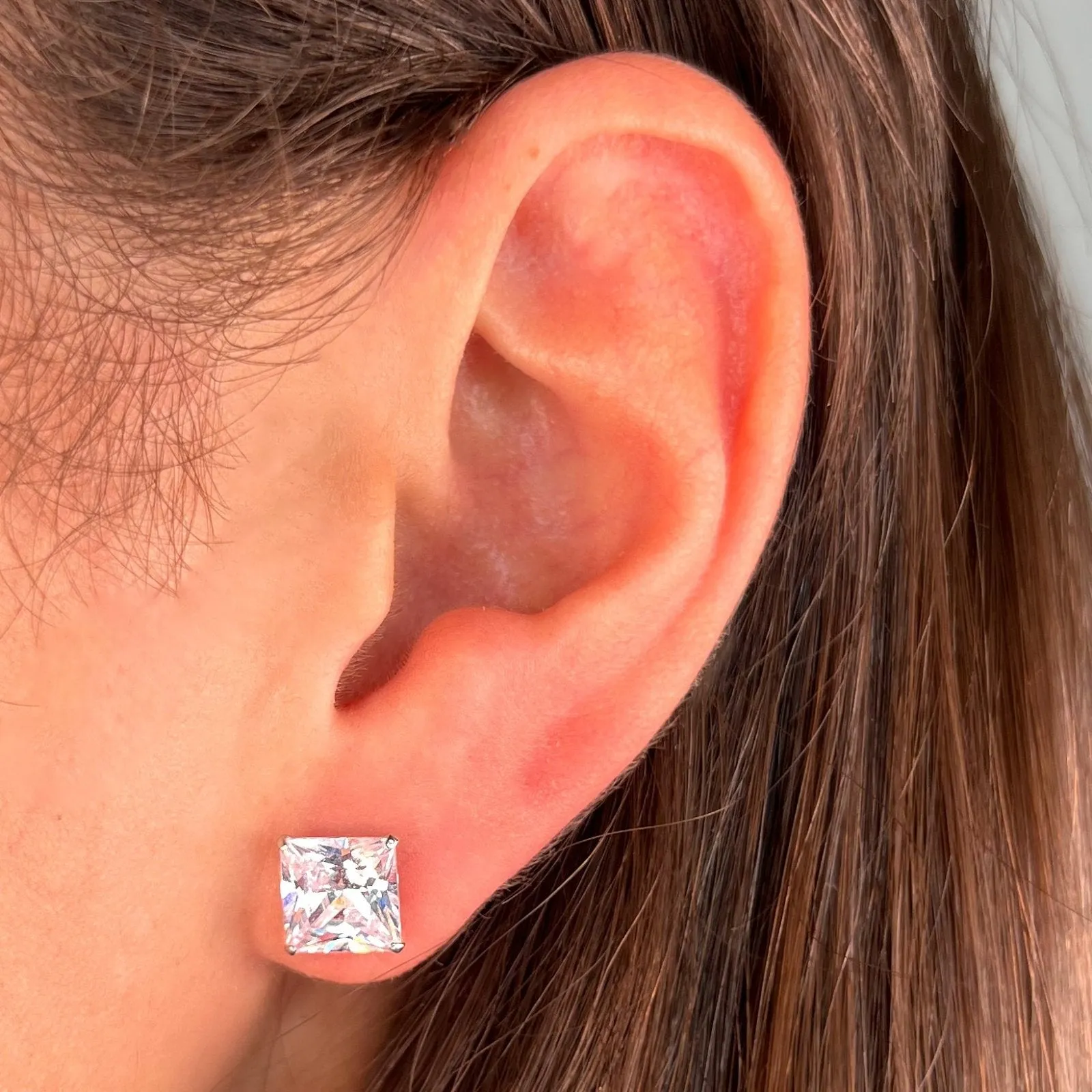 Sterling Silver Square Stud Earrings sold by Luxe Emporium product image thumbnail 2