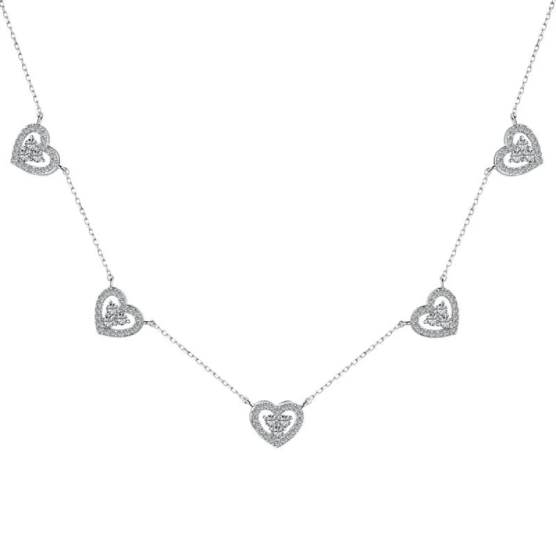 Sterling Silver Multi Heart Pendant Necklace sold by Luxe Emporium