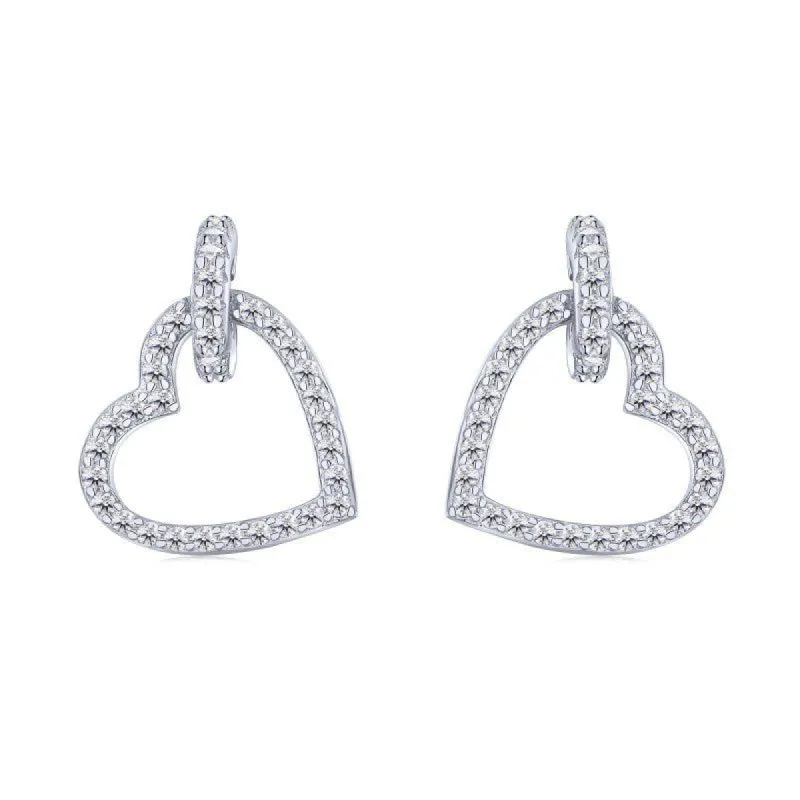 Sterling Silver Love Huggie Earrings sold by Luxe Emporium