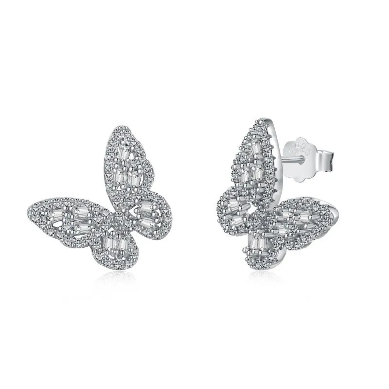 Sterling Silver Iced Butterfly Earrings sold by Luxe Emporium