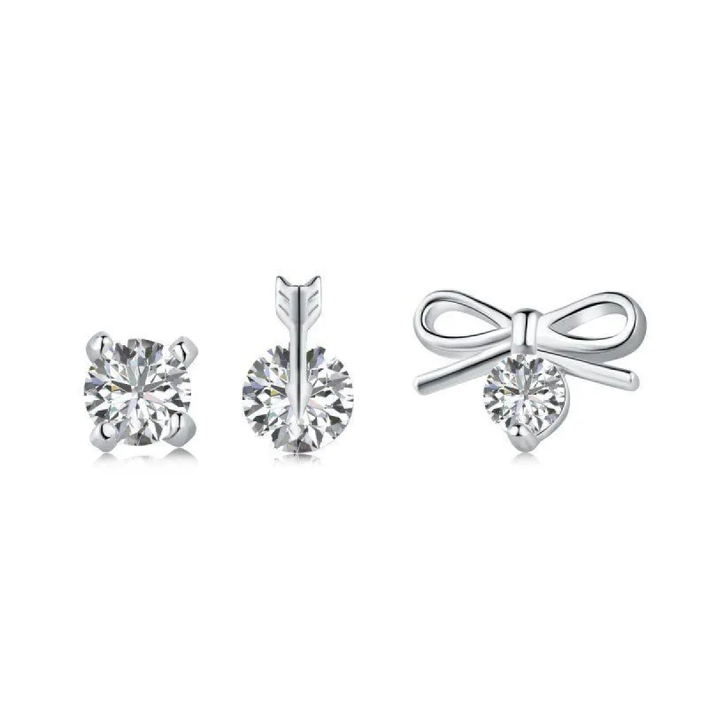 Sterling Silver Triple Stud Earrings sold by Luxe Emporium