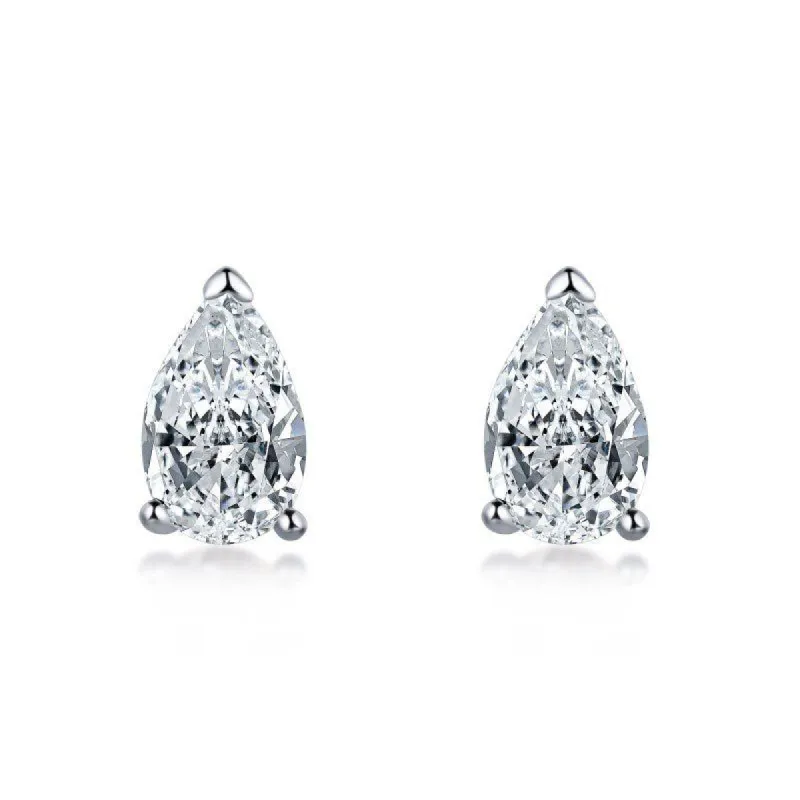 Sterling Silver Crushed Ice Pear Earrings sold by Luxe Emporium