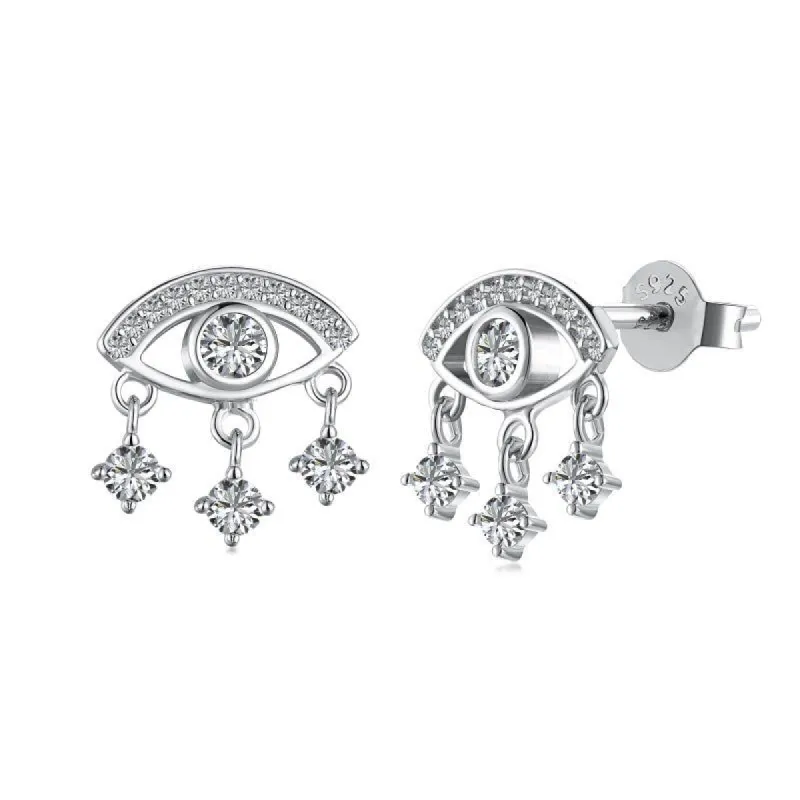 Sterling Silver Eye Pendant Earrings sold by Luxe Emporium