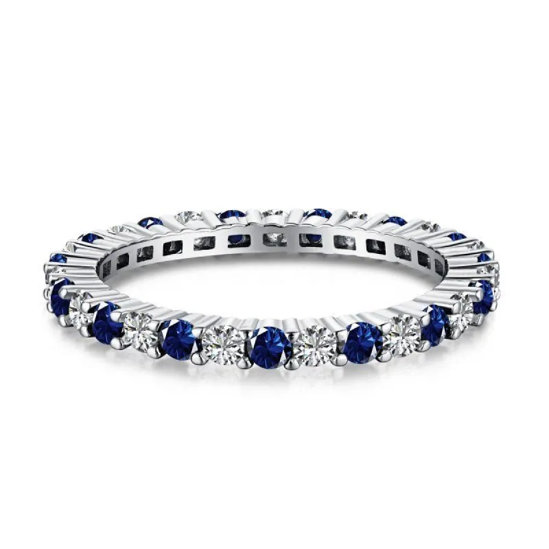 Sterling Silver Sapphire Isla Band Ring sold by Luxe Emporium