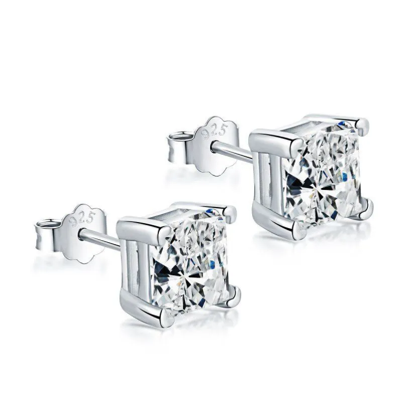 Sterling Silver Princess Cut Earrings sold by Luxe Emporium