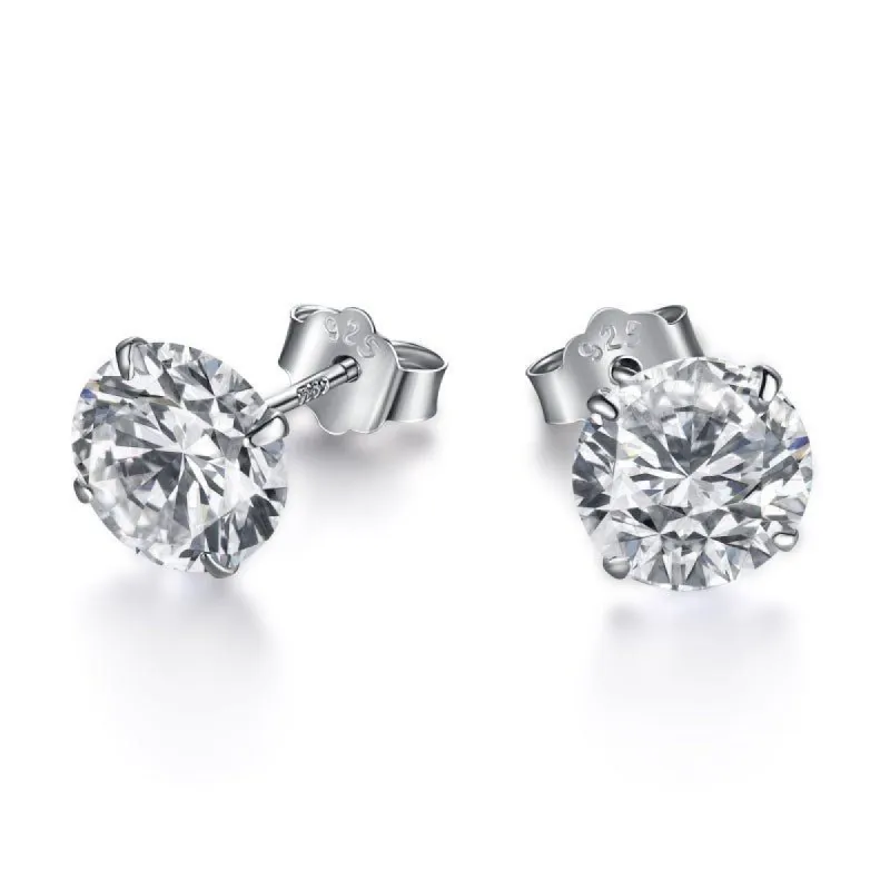 Sterling Silver Brilliant Cut Stud Earrings sold by Luxe Emporium