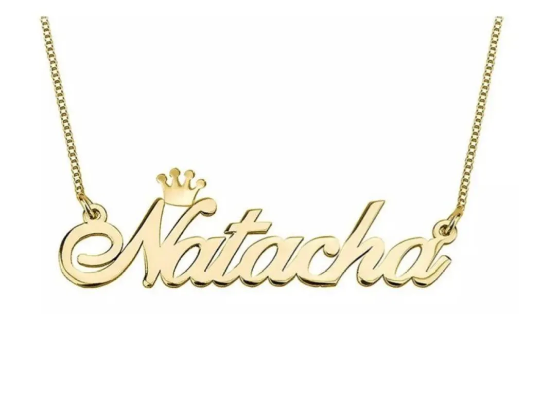 Sterling Silver Crown Personalised Name Necklace sold by Luxe Emporium