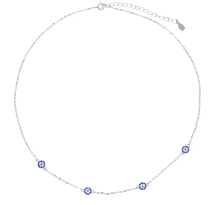 Sterling Silver Scattered Evil Eye Necklace sold by Luxe Emporium