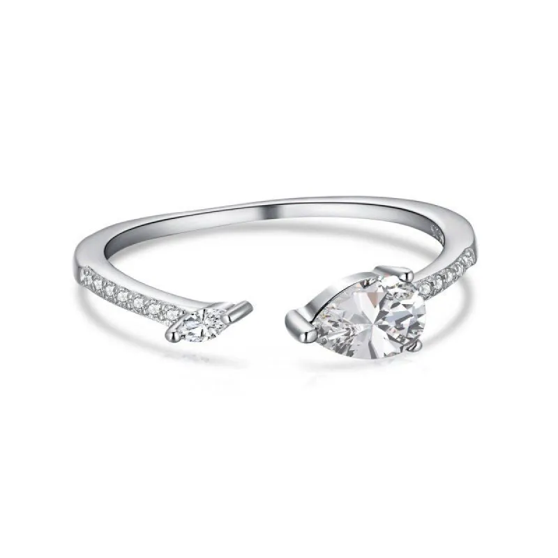 Sterling Silver Adjustable Pear Ring sold by Luxe Emporium