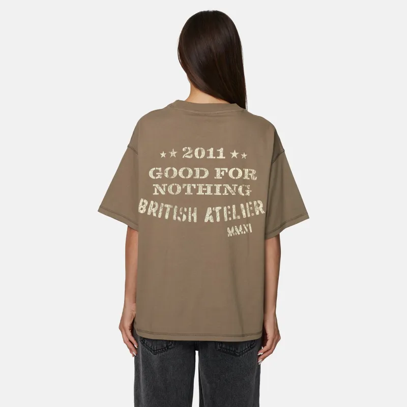 Icarus Oversized Washed Taupe T-shirt made by Good For Nothing Clothing