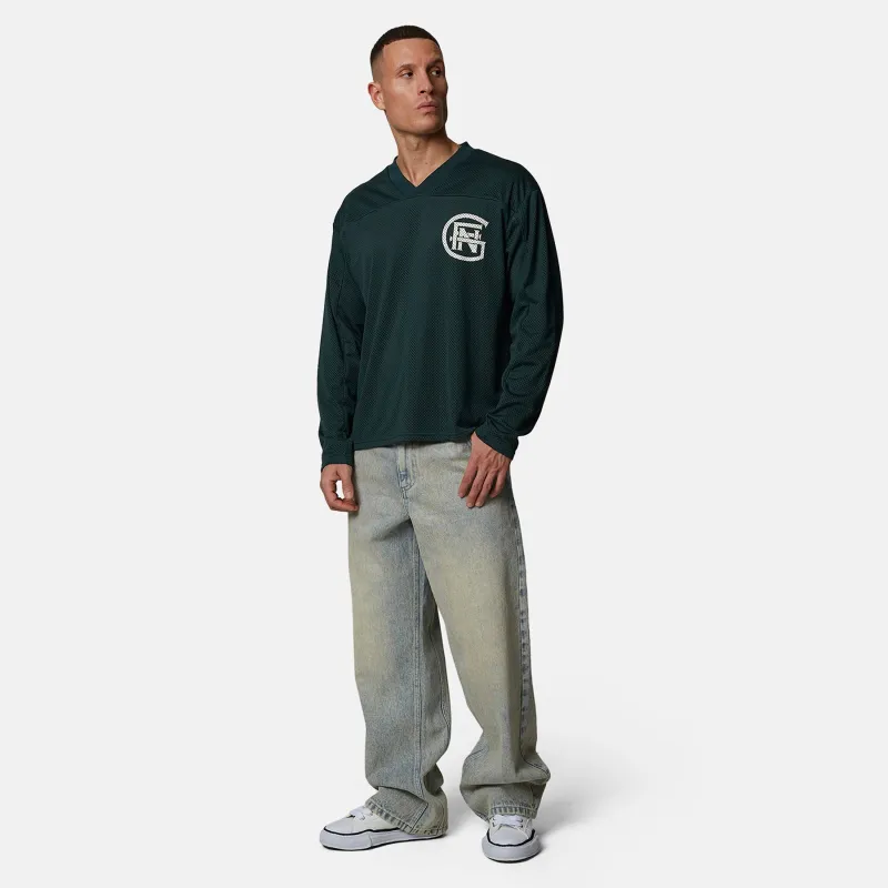 Monogram Mesh Green Longsleeve Boxy Jersey made by Good For Nothing Clothing