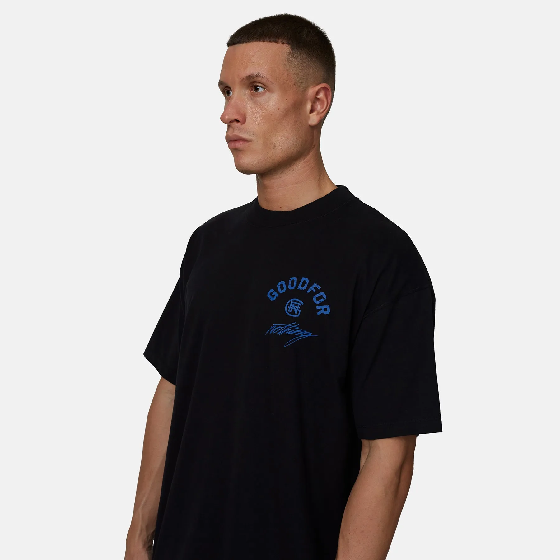 Monogram Script Black T-Shirt sold by Good for Nothing product image thumbnail 5