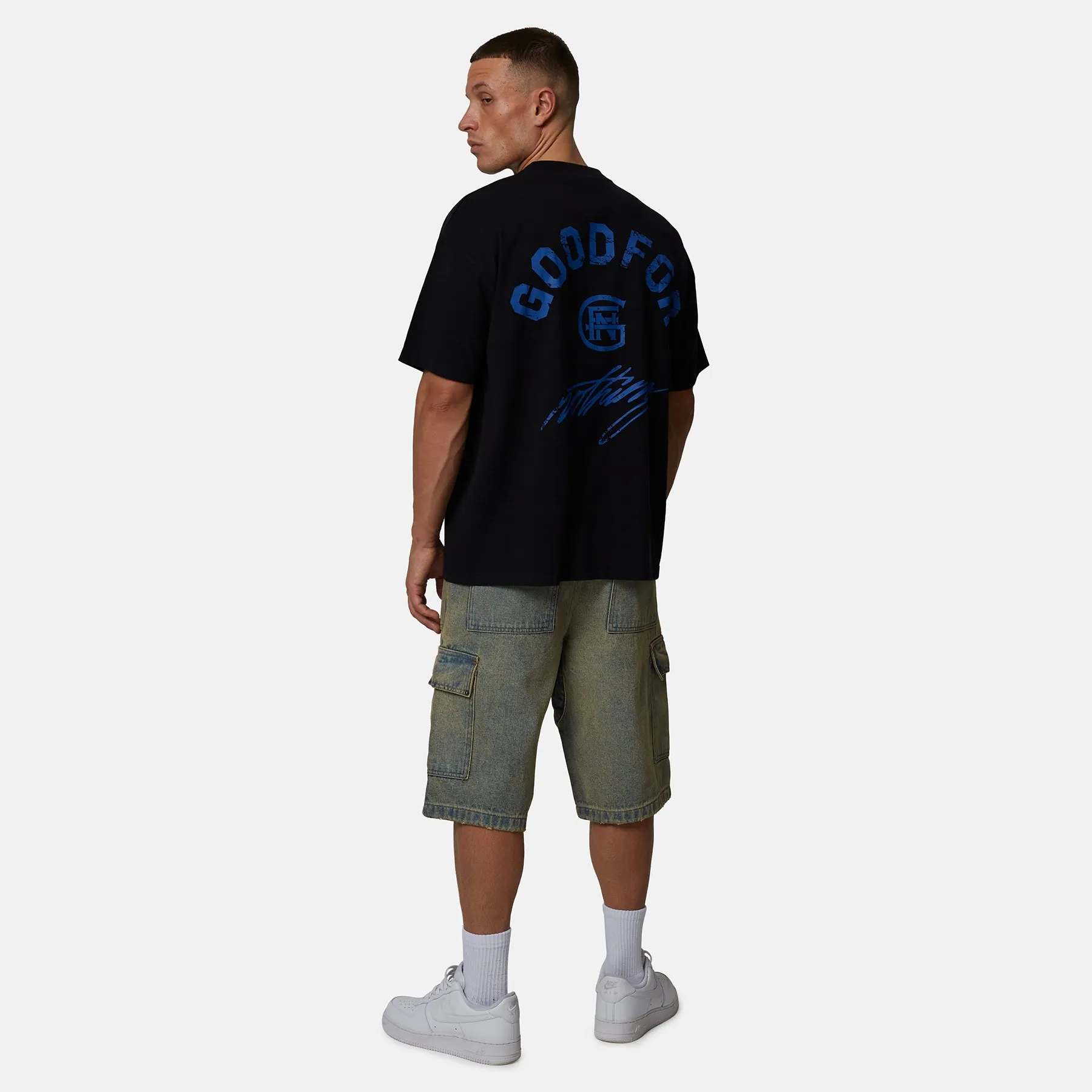 Monogram Script Black T-Shirt sold by Good for Nothing product image thumbnail 3