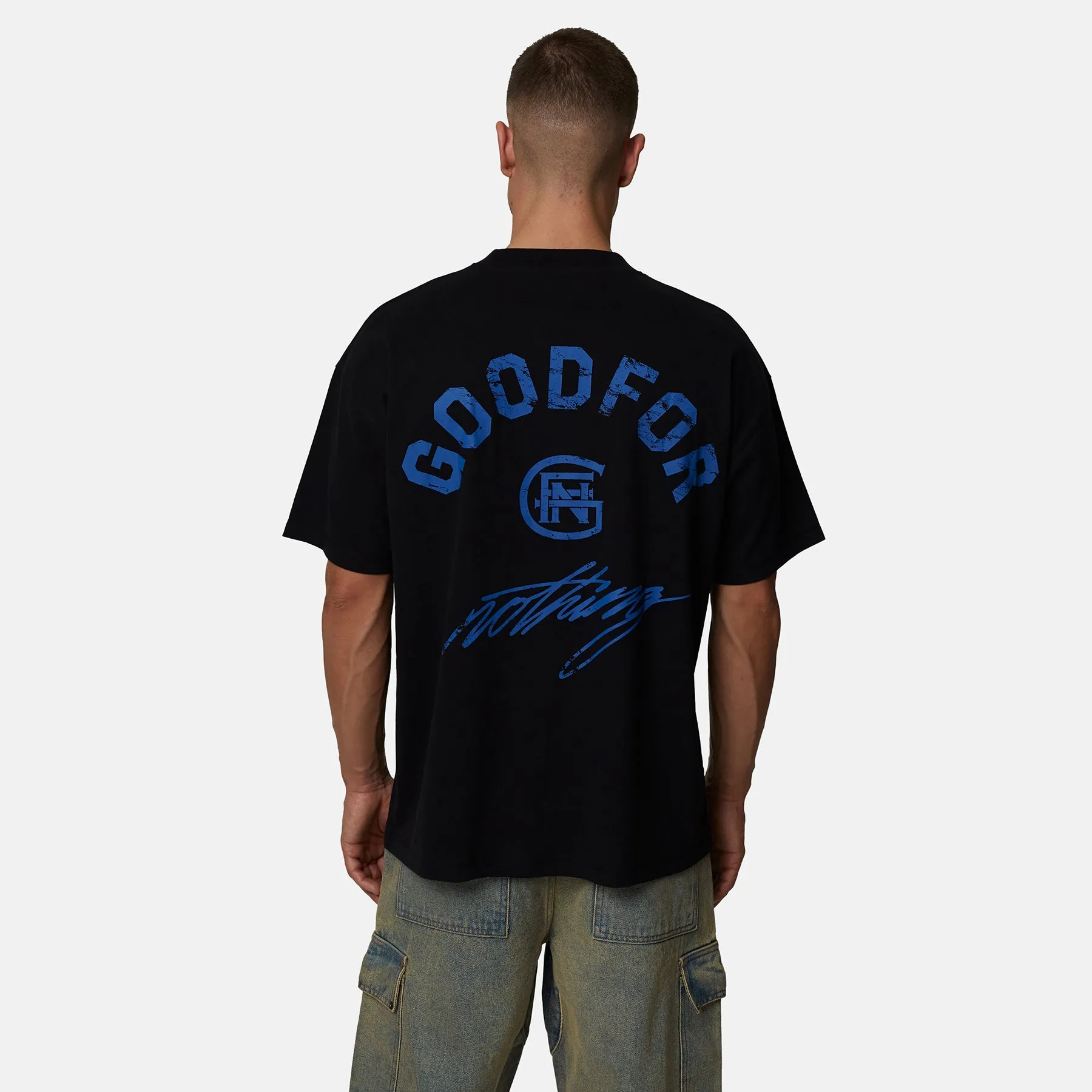 Monogram Script Black T-Shirt sold by Good for Nothing