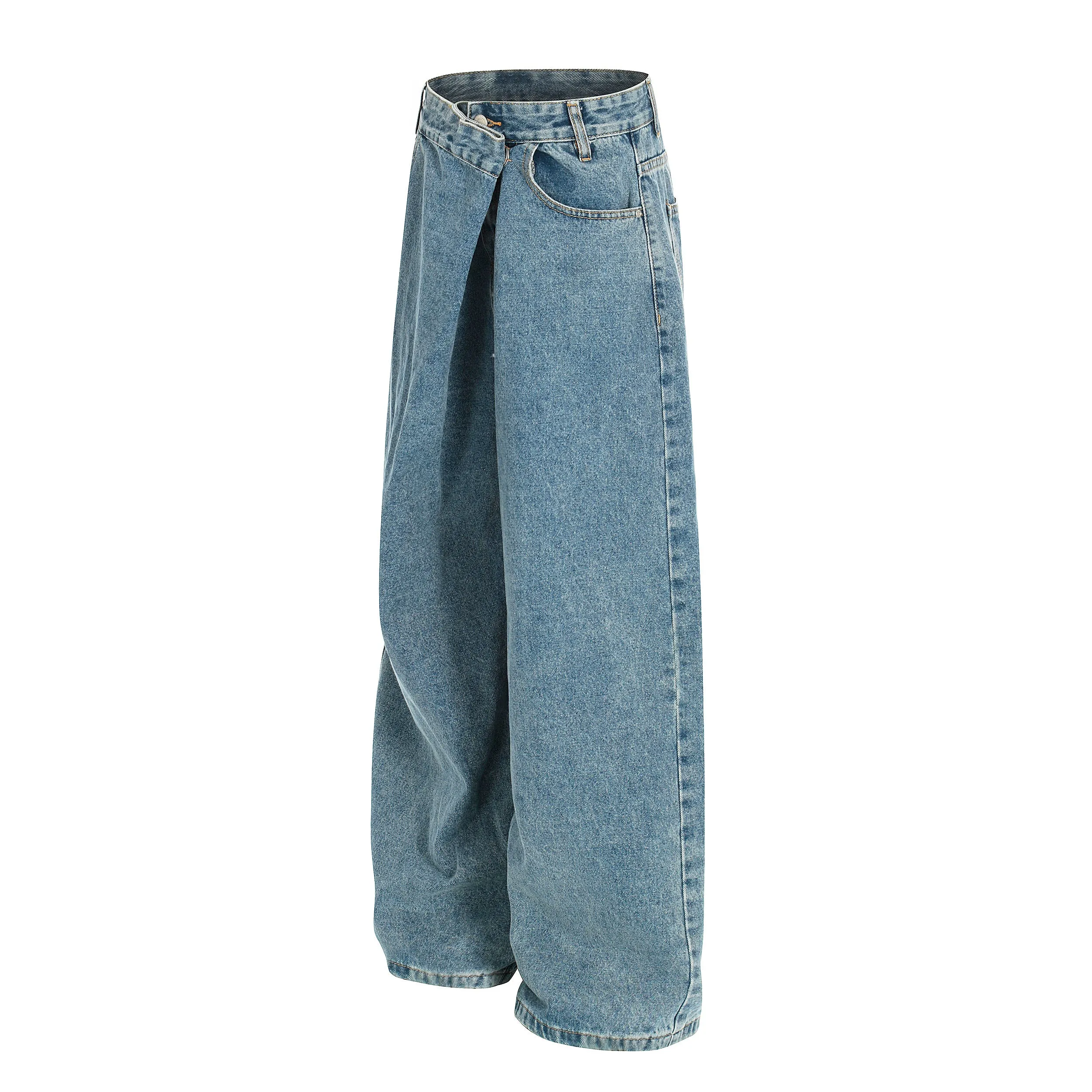 Omirad Asymmetric Waist Wide-Leg Denim Pants sold by Omirad product image thumbnail 3