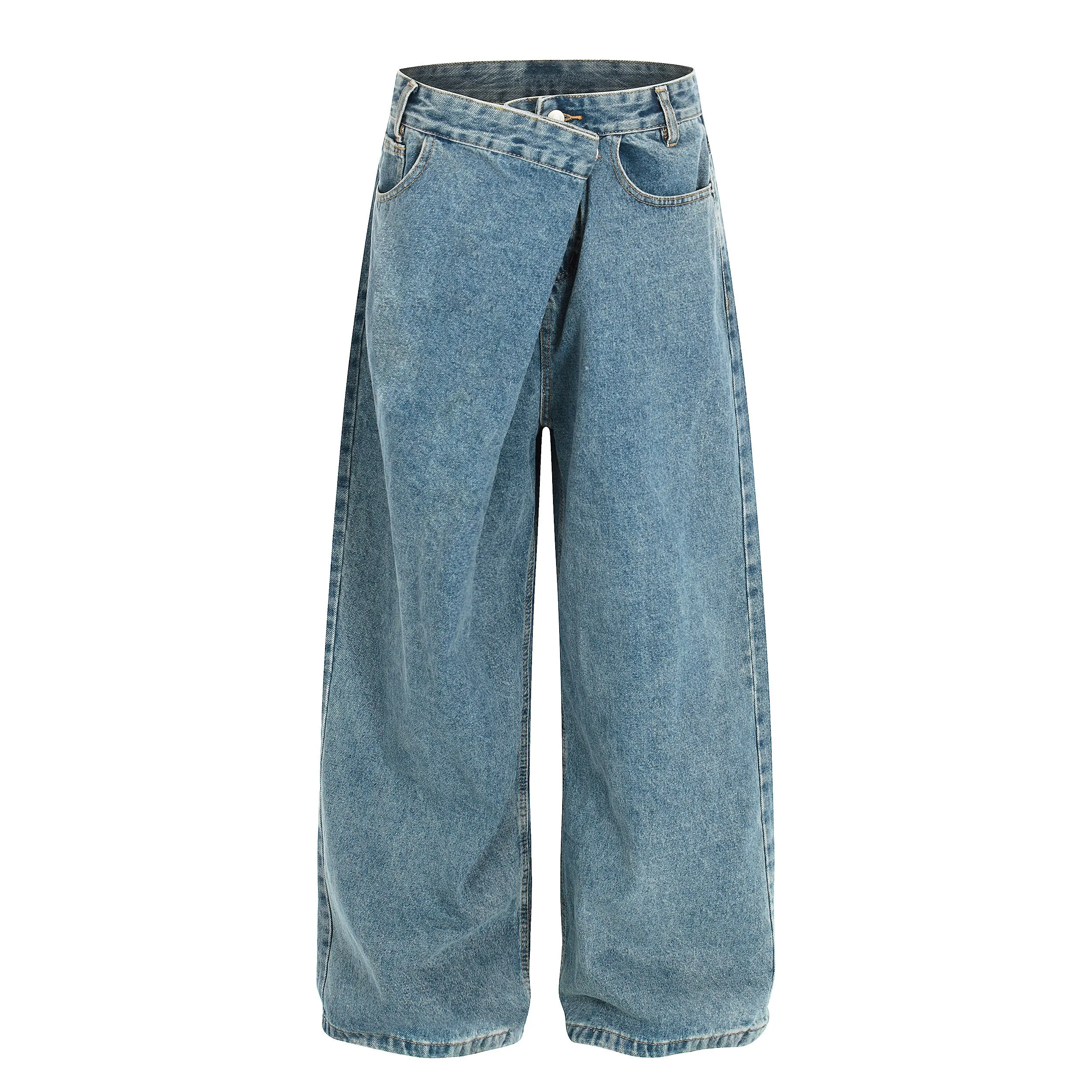 Omirad Asymmetric Waist Wide-Leg Denim Pants sold by Omirad product image thumbnail 2
