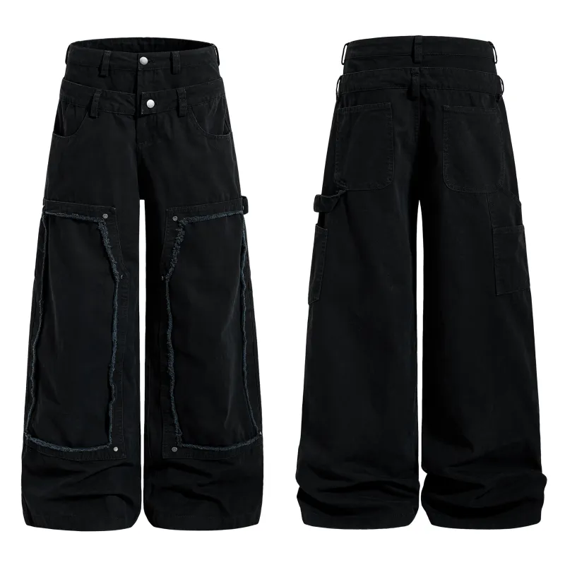 Omirad Panel-Detail Wide-Leg Denim Pants made by Omirad