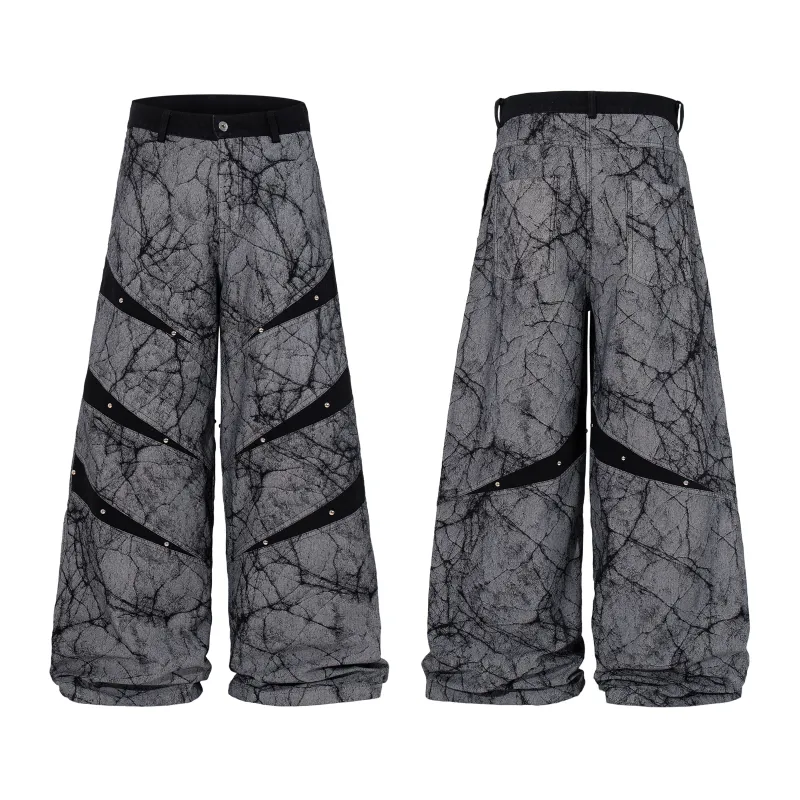 Omirad Graphic Panel Wide Leg Denim Pants made by Omirad